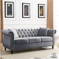 thumbnail image 4 of JERFIT Modern Chesterfield Velvet Sofa 3 Seater Couch with Rolled Arms, Tufted Low Back and Nailhead Trim for Living Room, Office, Apartment, 4 of 10