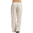 thumbnail image 3 of Pantalones de lino y algodón para hombre, pantalones deportivos holgados e informales, 3 of 4