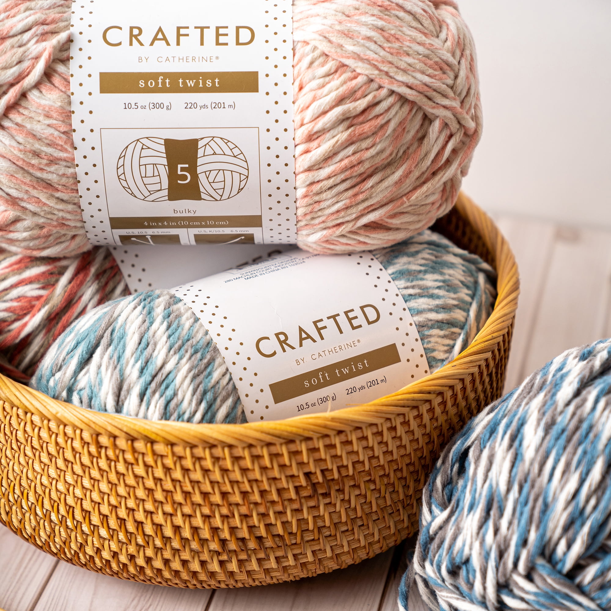 Crafted by Catherine Blush Soft Twist Bulky Yarn, 220 yards, 10.5oz/300g (2 Pack)