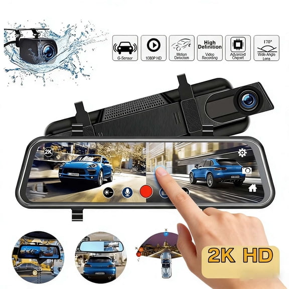 Jowenia Dash Cam Front and Rear, 1080P Full HD Dash Camera, 10" Touch Screen Dash Cam with Night Vision, Parking Mode, Loop Recording for Cars