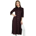thumbnail image 2 of Bimba Women Rayon Straight Kurta Kurti 3/4 Sleeve Formal Blouse Summer Clothing, 2 of 8