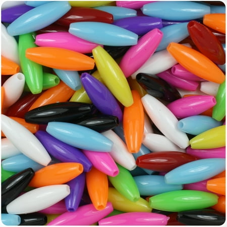 - BeadTin Multi Colored Opaque 19mm Spaghetti Craft Beads (200pcs)
