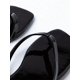 thumbnail image 2 of 1pair Women's Black Square Toe Flat Slipper, Summer/Beach Style, Trendy Flat Sandals With Toe Ring, 2 of 5