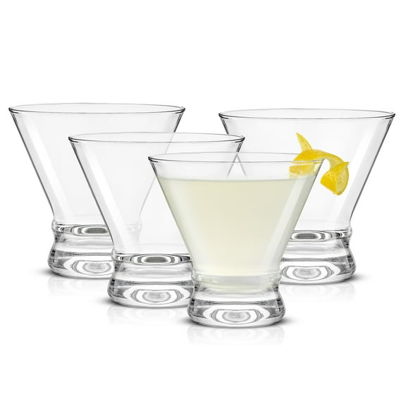 JoyJolt Afina Stemless Martini Glass 8 oz Beverage Cocktail Glass (Set of 4)