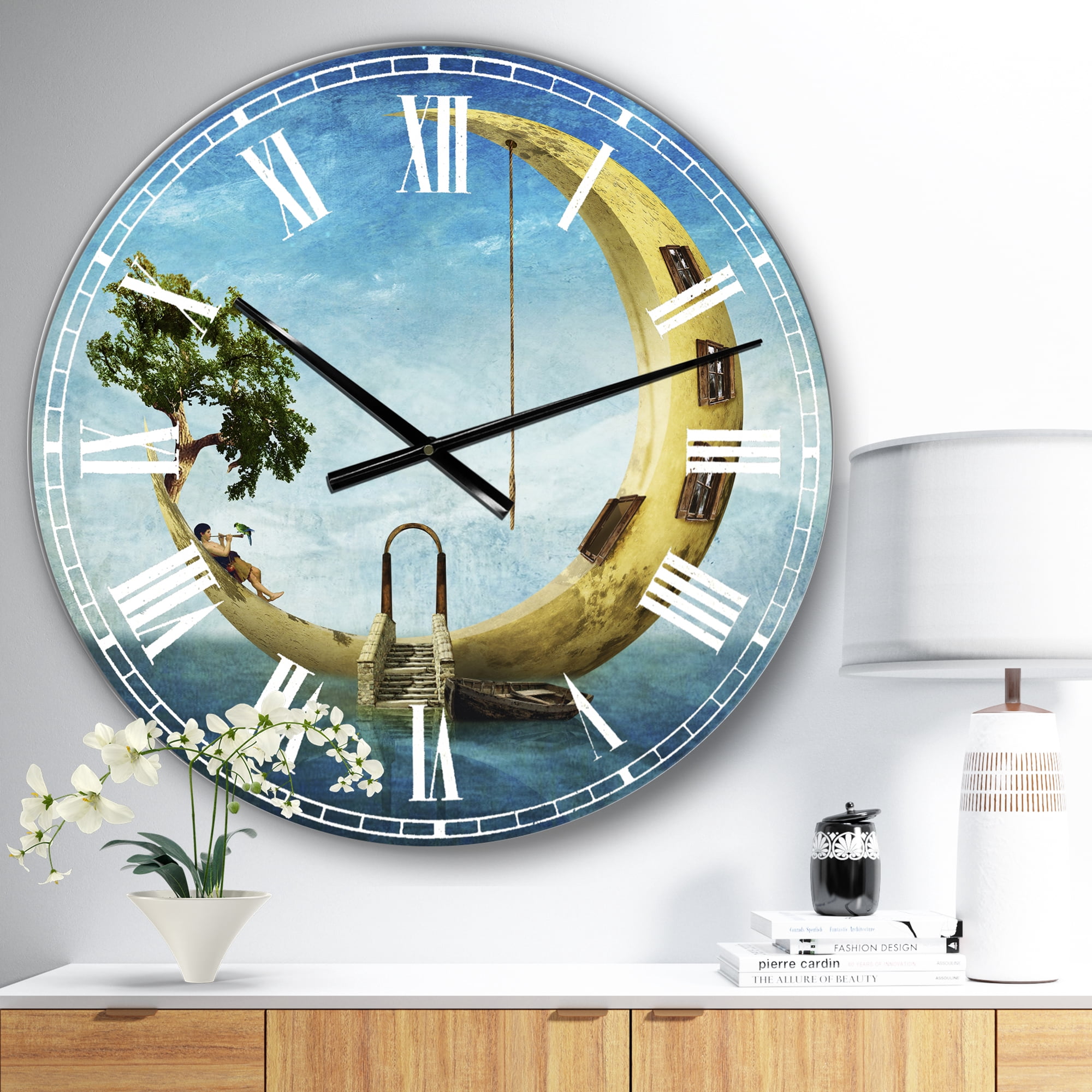 Designart Oversized Multicolor Analog Round Modern Wall Clocks, CLM25192-C23