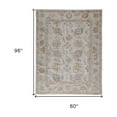 thumbnail image 5 of 5' X 8' Ivory And Tan Floral Hand Knotted Stain Resistant Area Rug, 5 of 10