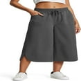 thumbnail image 2 of LYMAYTER Cotton Linen Culottes Pants for Women Loose Wide Leg Casual Cropped Pants for S-3XL, 2 of 10