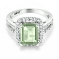 thumbnail image 2 of Gem Stone King 925 Sterling Silver Green Prasiolite Women Engagement Ring ( 3.52 Ct Octagon Cut 10X8MM, Gemstone Birthstone, Size 7), 2 of 4