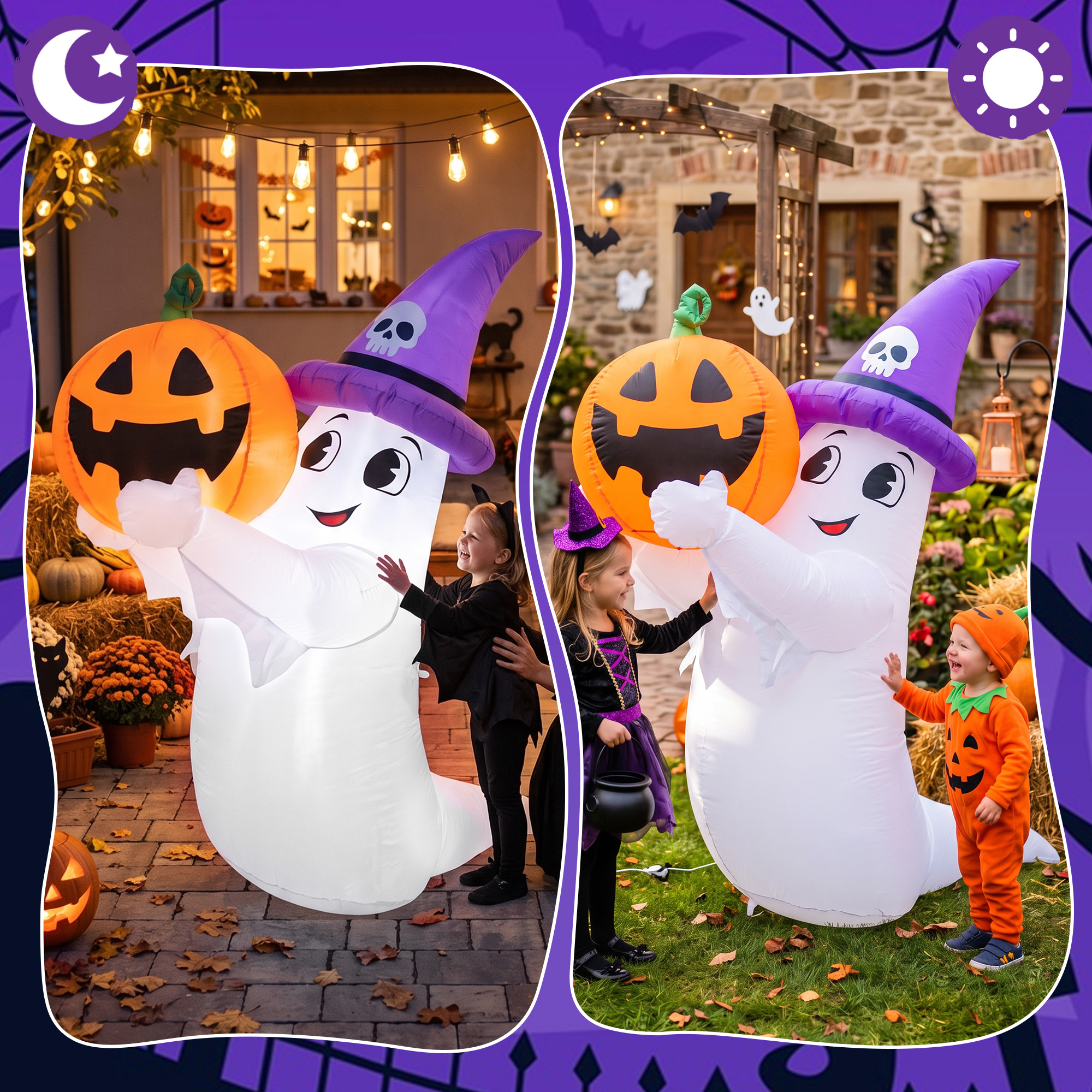GVDV 5.5ft Halloween Ghost and Pumpkin Inflatable with LEDs photo 7