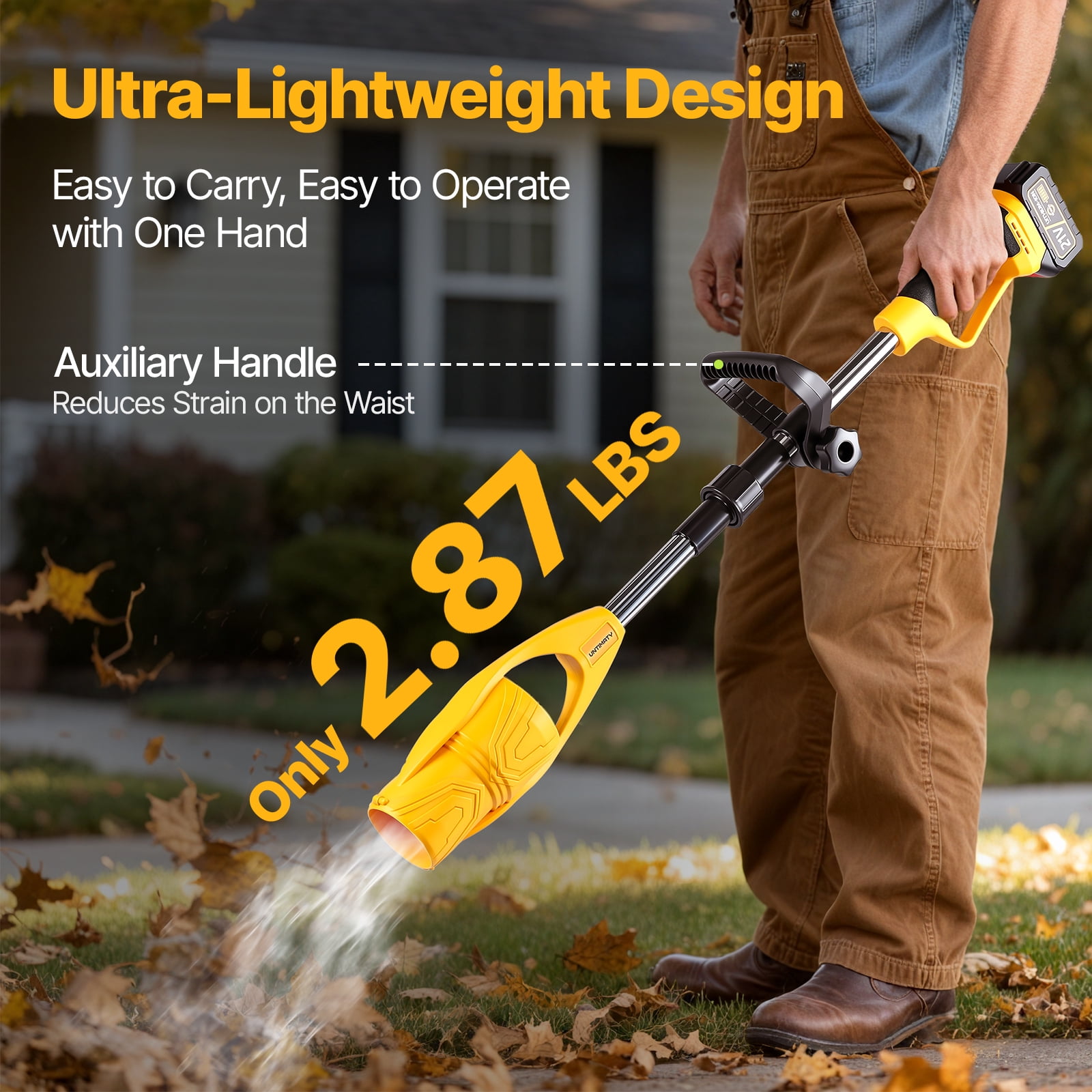 UNTIMATY Cordless Leaf Blower with Battery and Charger 21V Small Handheld Leaf Blower for Yard Lawn Care, Yellow