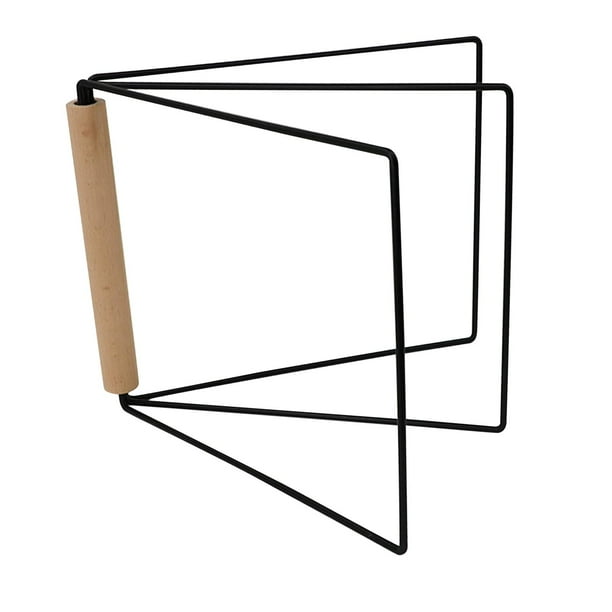 Escurridor de platos, soporte para paños de cocina, toallero plegable de madera y acero Negro