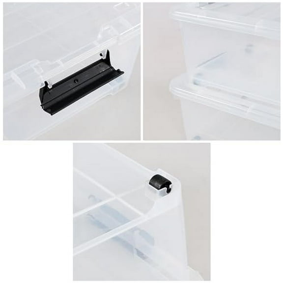 4 Packs 20 Quart Plastic Under Bed Storage Container with Lids and Wheels, Stackable and Nestable Organizer Bins, Flat Storage Box