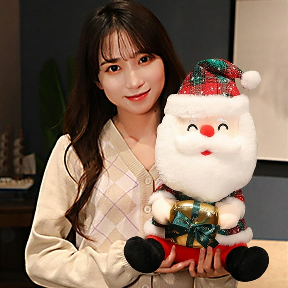 Santa Claus Plush Doll 14.9 Inch Christmas Stuffed Animal Cotton Pillow Toy Holiday Decor Gift for Kids Stocking Stuffer Cuddly Buddy