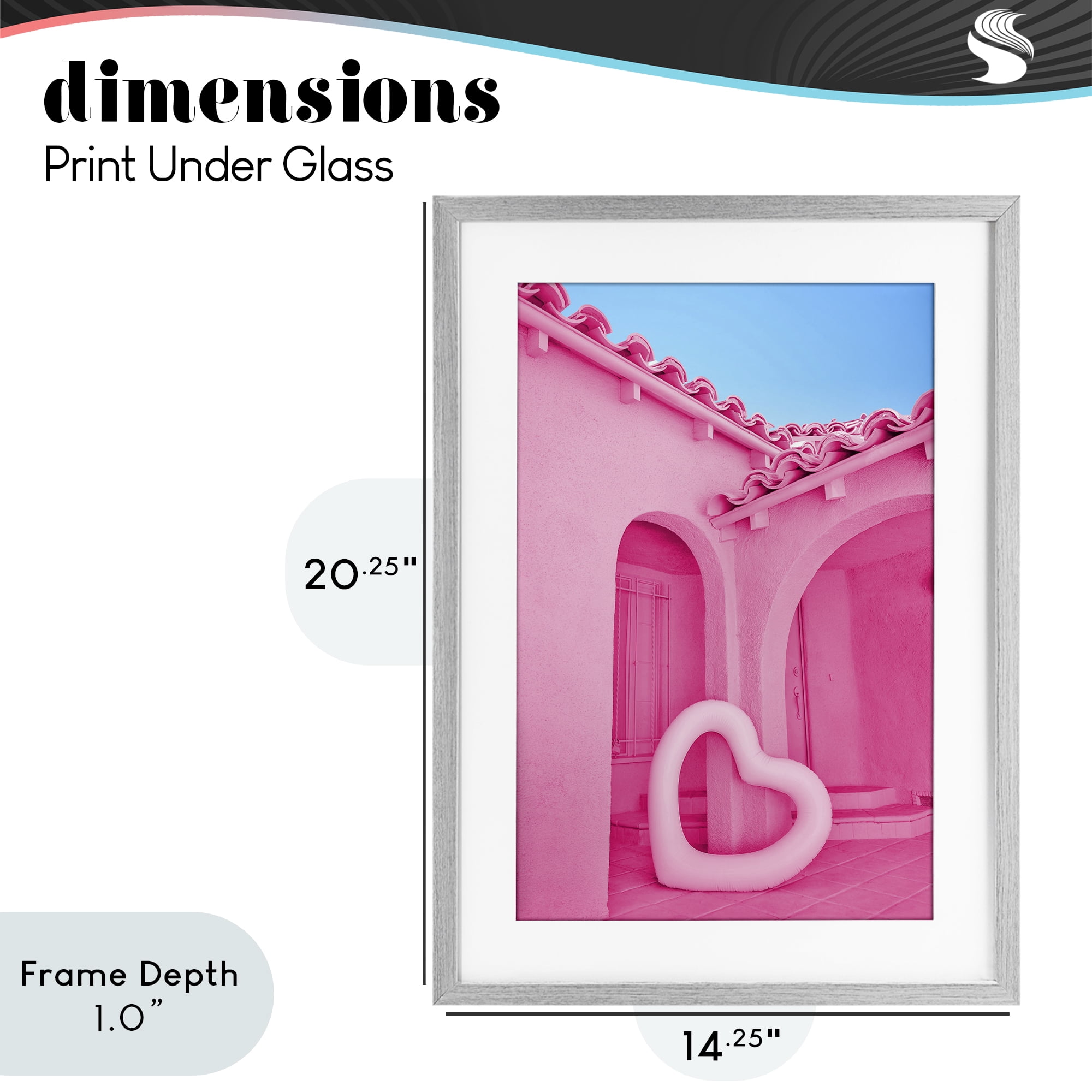 Stupell Industries Pink Pop Heart at Villa Gray Framed Print Under Glass, design by LISH Creative