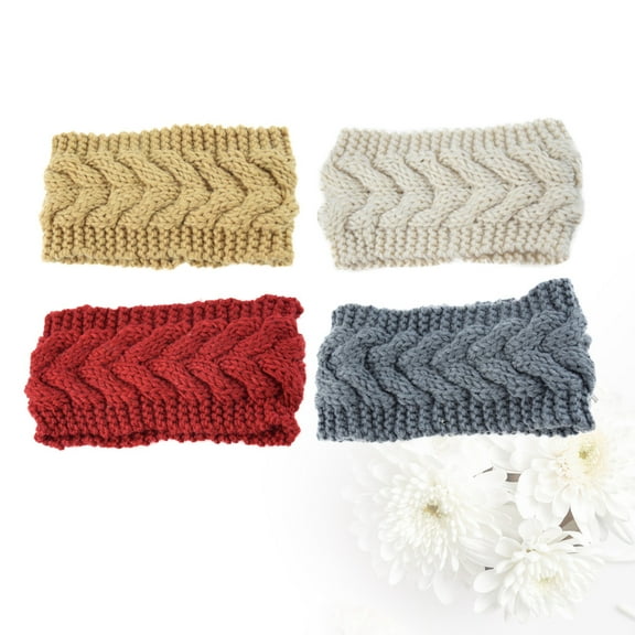 ELAYARD 4 Pcs Knitted Warm Headbands Yarn Bohemian Knotted Center Hat for Winter