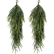 2 Pcs 30" Extra Length Artificial Christmas Teardrop Swag, Faux Pine Needles Teardrop Door Swag, Christmas Norfolk Greenery Teardrop Wreath for Xmas Door Table Mantle Fireplace Indoor Outdoor Decor