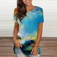 thumbnail image 2 of USSUMA Womens Plus Savings Tops and T-Shirts Cute Summer Tops for Women Plus Size Tunic Tops O-neck Print Short Sleeve Tie Dye Shirts Casual Loose Tshirt Tops Blouse 2022 Beach, 2 of 3