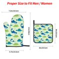 thumbnail image 2 of Pofeuu Cute Dinosaur Blue Green Print Oven Mitts and Pot Holders 4 pcs Set,High Heat Resistant 500 Degree Extra Thicken Long Kitchen Cotton Oven Glove for Cooking, 2 of 6