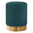 thumbnail image 1 of Monarch Specialties Ottoman, Pouf, Repose Pieds, Tabouret, 14" Rond, Velours, Base De Métal, Vert, Or, Contemporain, Moderne, 1 of 4