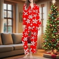 thumbnail image 2 of Lorytime Women Pjs Sets Christmas Snowflakes Long Sleeved Collared Tops Elastic Waist Pants Holiday Loungewear, 2 of 7