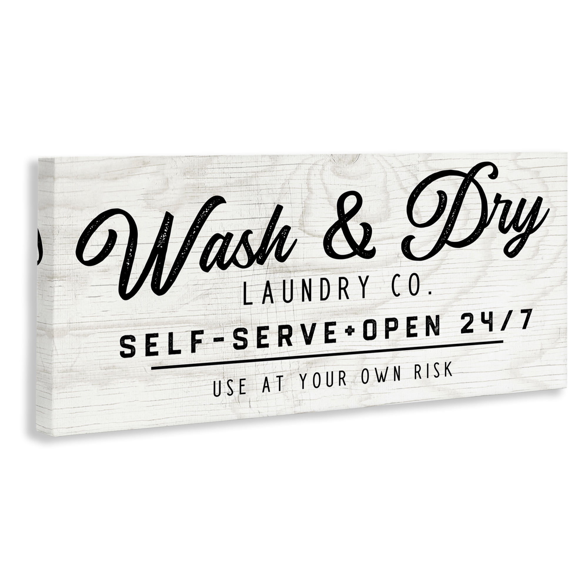 Stupell Industries Self Service Laundry Typography Painting Gallery Wrapped Canvas Art Print Wall Art, 30 x 13