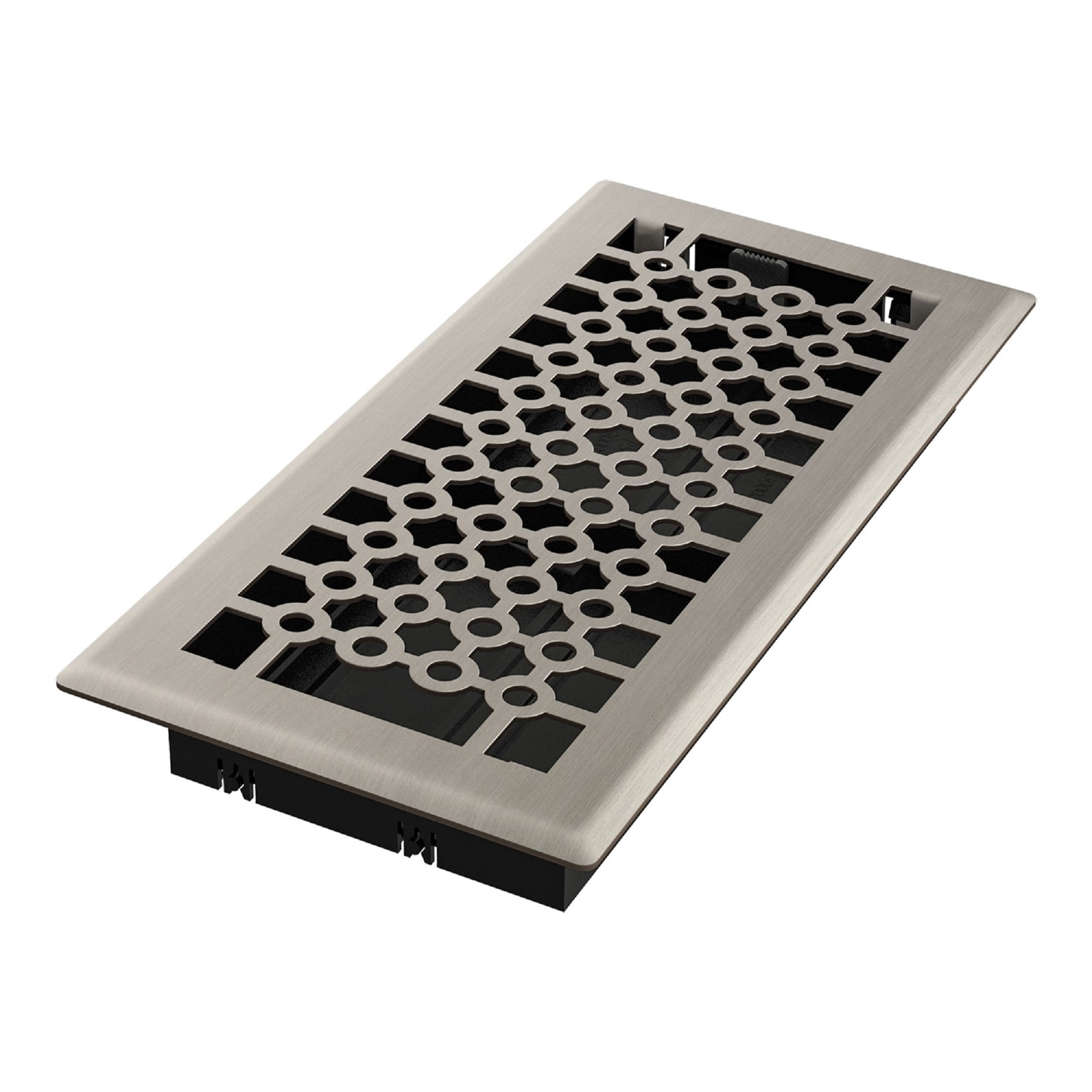 4in x 10in San Francisco Style Brushed Nickel Metal Heating and Cooling Air Floor Register (5 PACK) - Overall 5 1/4" x 11 1/4"