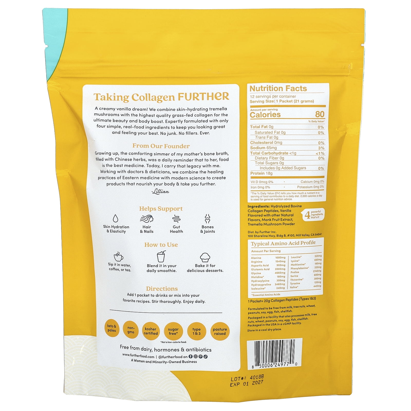 Further Food Vanilla Collagen Peptides Powder, 9.15 Pound