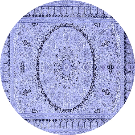 Ahgly Company Indoor Round Medallion Blue Traditional Area Rugs, 8' Round