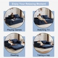 thumbnail image 5 of Couple-Friendly Deep Blue Sofa Bed - Modern Minimalist Corduroy Fabric, Reversible Cushion & Pillows Included, No Assembly Required, Suitable for Living Room & Bedroom, 5 of 6