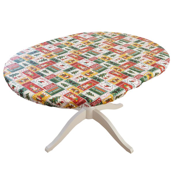 Christmas Fitted Vinyl Tablecloth Oval Elf Walmart Com Walmart Com