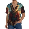 thumbnail image 1 of Balery Meditating Golden Retriever Camisa Casual de Manga Corta con Botones para Hombre, Texturizada, Estilo Cubano, para Playa, Verano-4X-Large, 1 of 5