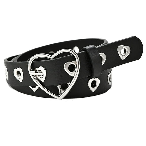 lanema Heart Shaped Buckle Belt Vintage Punk Waist Belt Retro Leather Belt Vintage Waistband Ladies Hollow Heart Belt