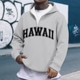 thumbnail image 1 of MHFRRA Sudadera con Capucha y Cremallera de Un Cuarto con Estampado de Letras, Informal, con Bolsillo Frontal, para Ropa de Calle, Moda, Ajuste Cómodo Gris claro, 1 of 3