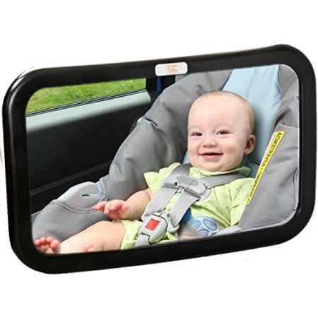 Baby Caboodle Backseat Baby Mirror - Extra Large - Ideal for Rear-Facing Infant Car Seats - Adjustable- 360 Degree View - Crystal Clear Viewing - Shatterproof