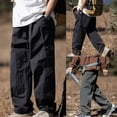 thumbnail image 1 of Styesk Pantalon Homme Pantalon Droit de Travail Ample Extérieur Poche Zippée Rétro Décontracté, 1 of 9