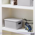 thumbnail image 3 of Superio Ribbed Collection - Decorative Plastic Open Home Storage Bins Organizer Baskets, Medium White Smoke (1 Pack) Container Boxes for Organizing Closet Shelves Drawer Shelf 5 Liter, 3 of 6