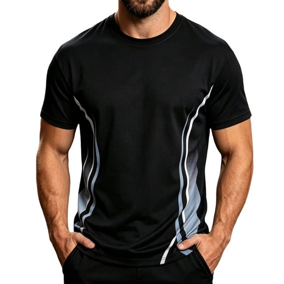 LODIENY Men Baggy Quick Dry Athletic Shirts Short Sleeve Crew Neck Color Block Tees Lightweight Breathable Regular Fit Tops Gray S