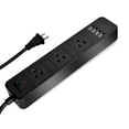 thumbnail image 1 of 3 - Barre d'Alimentation de Prise avec 4 Ports USB, Cordon d'Extension de 6,6 Pi, Parasurtenseur, Adaptateur à 2 Broches vers 3 Broches (Noir), 1 of 4