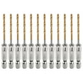 thumbnail image 1 of Uxcell 12pack Hex Shank Drill Bit 5/64" M35 High Speed Steel Titanium Coated Twist Drill Bit 71mm Long with 1/4" Shank, 1 of 5