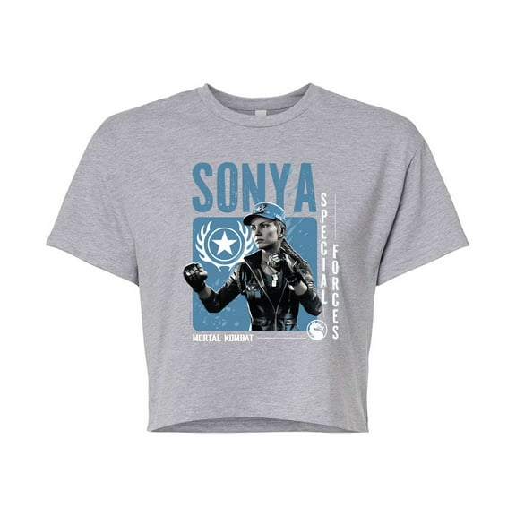Mortal Kombat - Sonya - Juniors Cropped Graphic T-Shirt