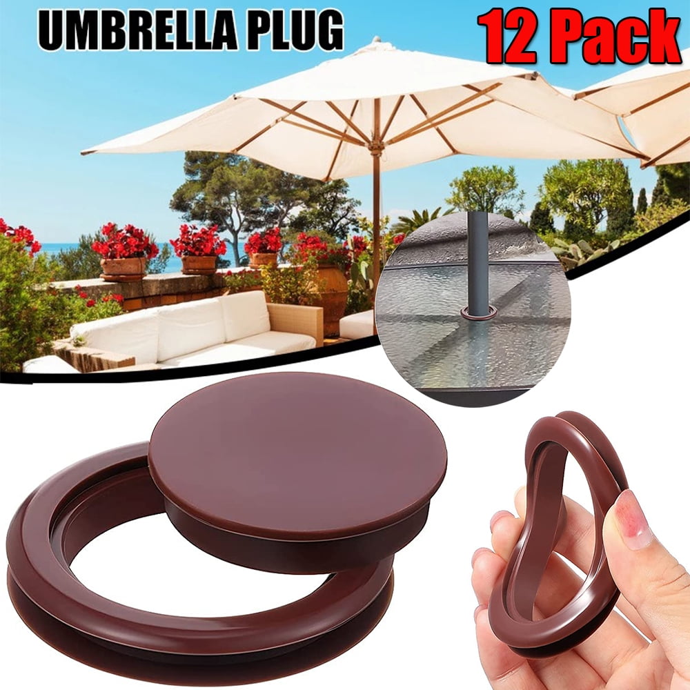 Elbourn 2 Inch Patio Table Umbrella Hole Ring with Cap Set Silicone