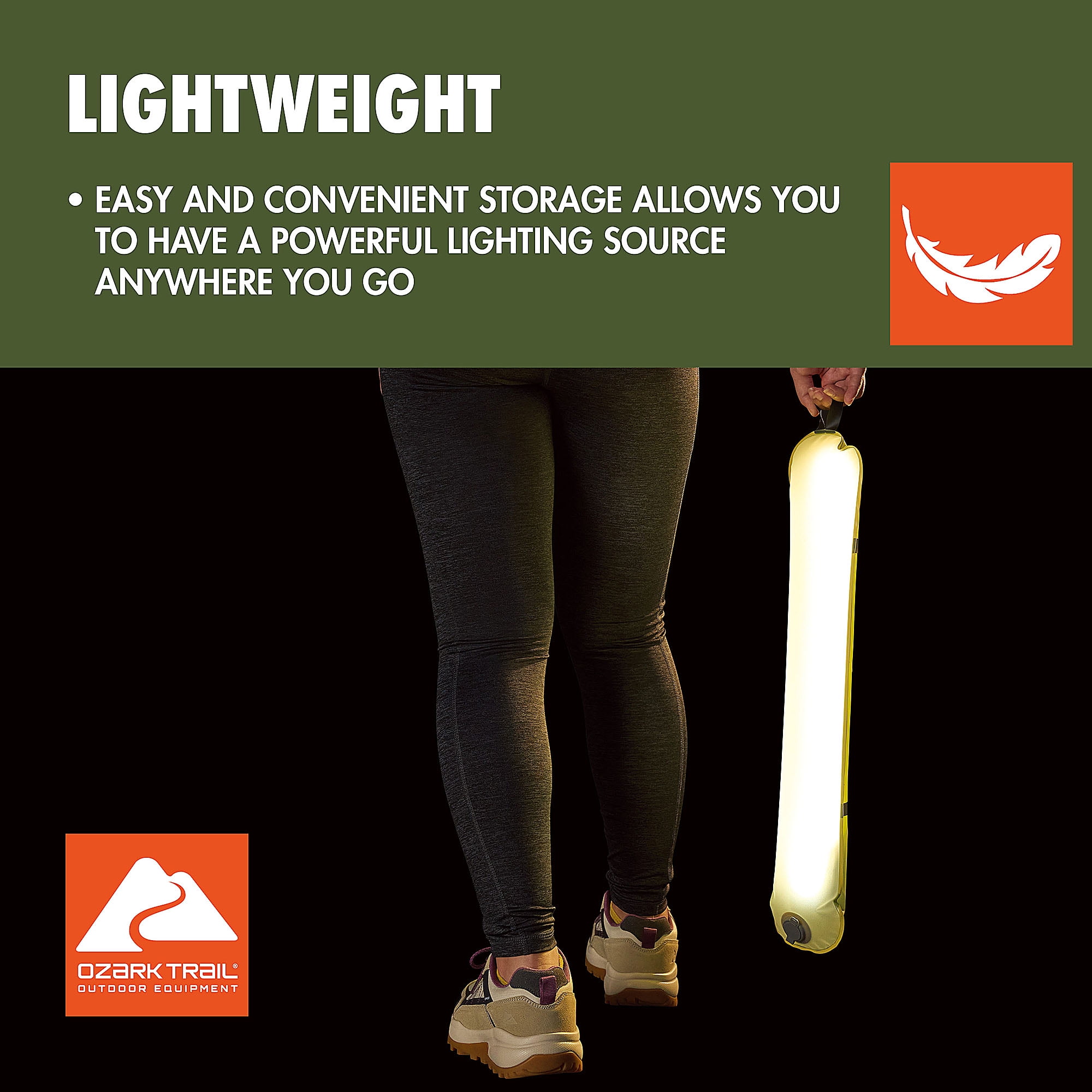 Ozark Trail 200 Lumens Inflatable Emergency Light with USB-C Charging Cable and 2000MAH Battery