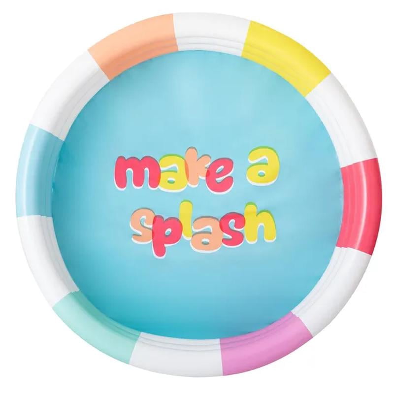 Colorful 3-Ring Inflatable Swimming Pool, Round, Unisex