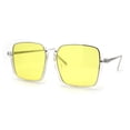 thumbnail image 1 of Bottom Half Rim Rectangular Retro Hipster Sunglasses Clear Silver Yellow, 1 of 4