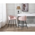 thumbnail image 5 of Guyou 26" Height Velvet Bar Stools Set of 2, Upholstered Counter Height Chairs with Petal Back and Metal Legs for Restaurant Kitchen Island Bar, Pink, 5 of 11