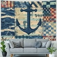 thumbnail image 4 of Orinice Anchor Ship Checkered Pattern Tapestry Wall Hanging Unique Style Graphic Tapestries Home Wall Decor Art for Living Room Bedroom Apartment Farmhouse Dorm 40x60inch, 4 of 6