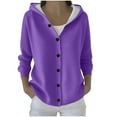 thumbnail image 2 of Fznquz Knitted Sweaters for Women Trendy Button Down Hooded Sweater Purple Cardigan Solid Women Clothes, 2 of 6