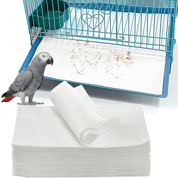 100 Pack Bird Cage Liners 11x20 Inch, Disposable Non-Woven Cage Paper Liners Precut Absorbent Pad for Parrot Parakeet Cockatiel Canary Pet Bird, White