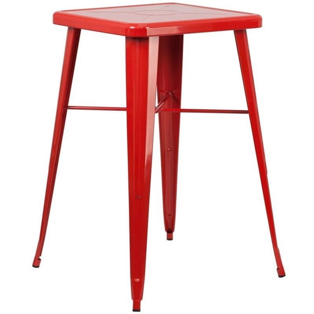 Flash Furniture 28" Square Metal Bar Table in Red