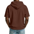 thumbnail image 3 of CIENVNSTG Vintage Shirts for Men Short Sleeve Casual Hoodies Sports Half Zip Drawstring Sweatshirts Loose Breathable Fitness Lightweight Tops Coffee S, 3 of 7